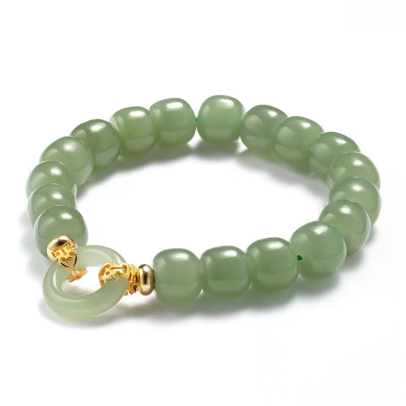 Natural Jade Bracelet jade bmjade Jade : 8mm/Safety buckle: 12mm/Suitable for wrist: 5.5in-6.5in green