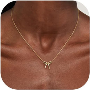 Necklace for Women - Bow Necklace Dainty Golden Necklace