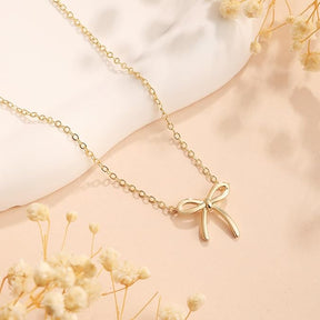 Necklace for Women - Bow Necklace Dainty Golden Necklace