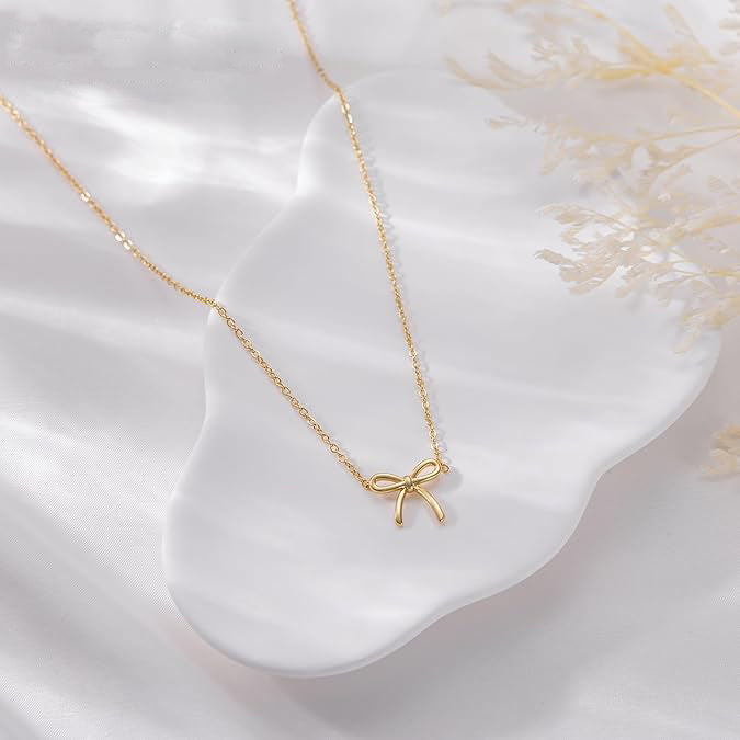 Necklace for Women - Bow Necklace Dainty Golden Necklace