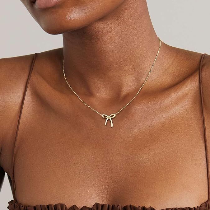 Necklace for Women - Bow Necklace Dainty Golden Necklace